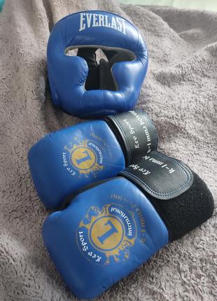Боксерские перчатки vip кожа lev сине-черные 6 унций