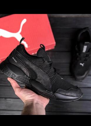 Мужские летние кроссовки сетка puma runner black1 фото