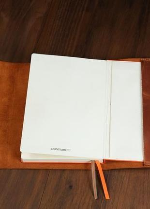 Кожаная обложка для блокнота а5 "модель №6" винтажная кожа цвет коньяк