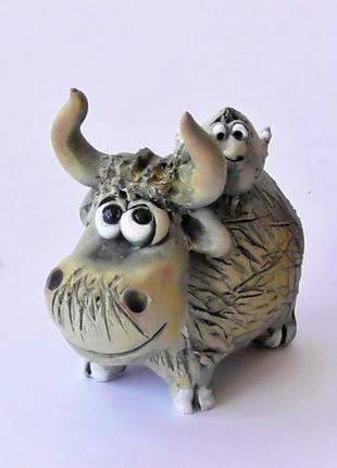 Фігурка корівка і пташка figurine cow