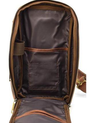 Кожаный рюкзак слинг на одно плечо tarwa ry-0910-4lx коньячный цве8 фото