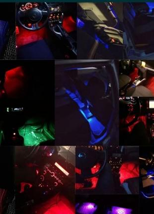 Стрічка led rgb підсвітка салону автомобіля під ноги подсветка салона6 фото