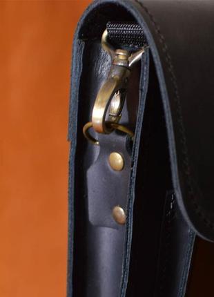 Шкіряна сумка через плече з клапаном limary lim0123ra чорна7 фото