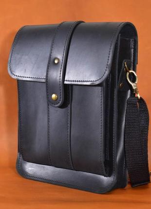 Шкіряна сумка через плече з клапаном limary lim0123ra чорна2 фото