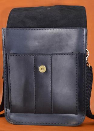Шкіряна сумка через плече з клапаном limary lim0123ra чорна4 фото