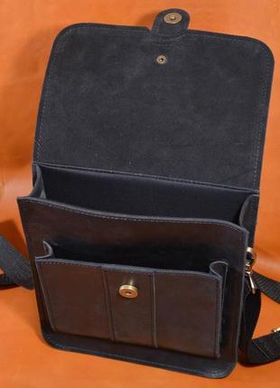 Шкіряна сумка через плече з клапаном limary lim0123ra чорна5 фото