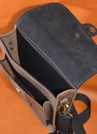 Кожаная сумка планшет мессенджер с клапаном limary lim0123rc коричневая6 фото