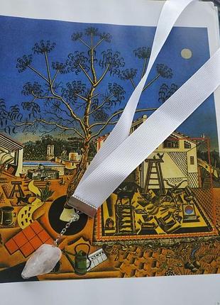 Закладка - лента белая для книги с натуральным горным хрусталём ′кристалл′
