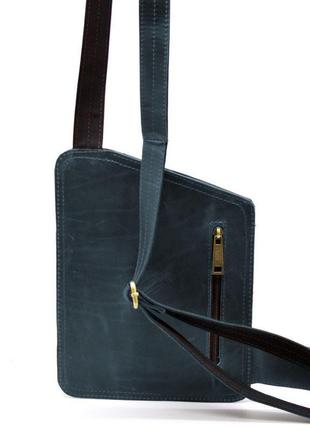Кожаный слинг рюкзак на одно плечо tarwa rk-232-3md синий3 фото