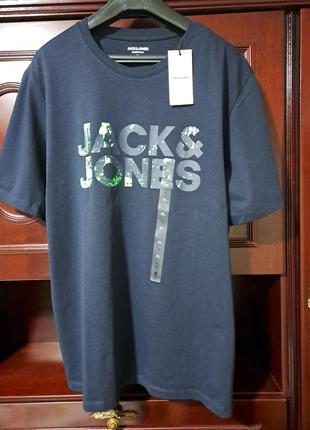 Футболка jack&jones, синього кольору, розмір xl2 фото