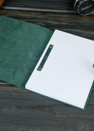 Блокнот в кожаной обложке формата а5, натуральная винтажная кожа, цвет зеленый2 фото