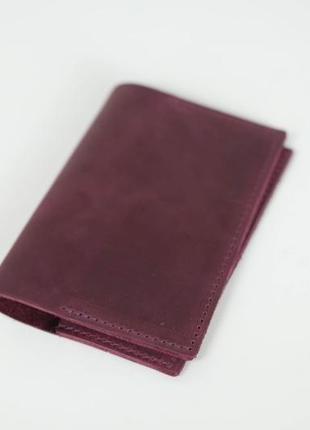 Кожаная обложка для документов "модель №12" винтажная кожа цвет бордо