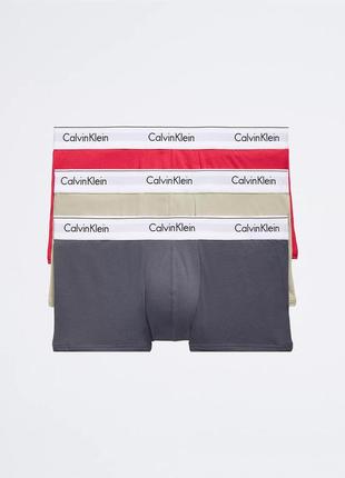 Оригинальные низкие боксеры calvin klein modern cotton stretch 3-pack trunk