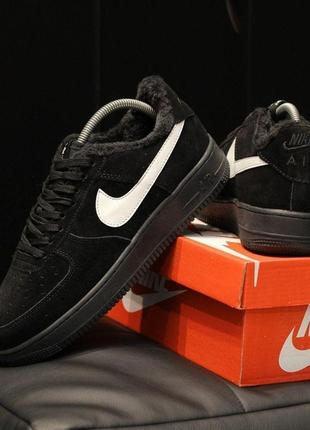 ❄️🖤nike air force 1 low black winter🖤❄️кросівки найк зимові з хутром, кросівки зимні найк чорні з хутром