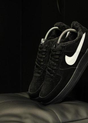 ❄️🖤nike air force 1 low black winter🖤❄️кроссовки найк зимние с мехом, кросівки зимні найк чорні з хутром5 фото