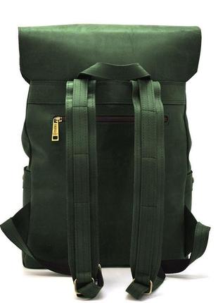Рюкзак із натуральної шкіри re-9001-4lx tarwa зелений крейзі4 фото