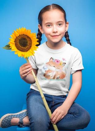 Детская футболка с оригинальным принтом "лисички и бабочки"2 фото