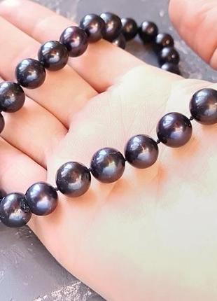 Натуральные черные жемчужины высокого класса роскошный комплект ожерелье серьги подарок новый год жене3 фото