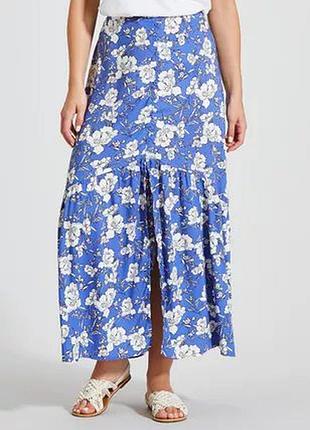Юбка с разрезом в цветочный принт