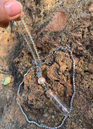 Комплект цепочка и подвеска с жемчугом ′слеза богини′7 фото