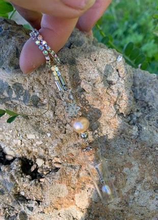 Комплект ланцюжка та підвіска з перлами ′сльоза богині′4 фото