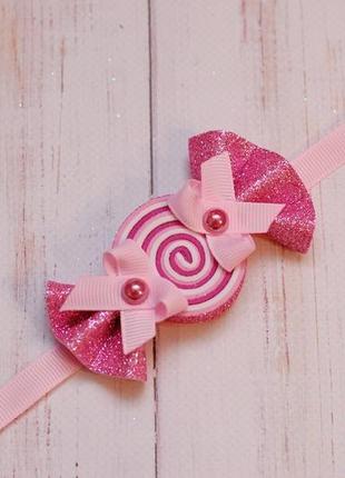 Набір прикрас (обруч і браслет) рожевий для образу цукерка цукерочка6 фото