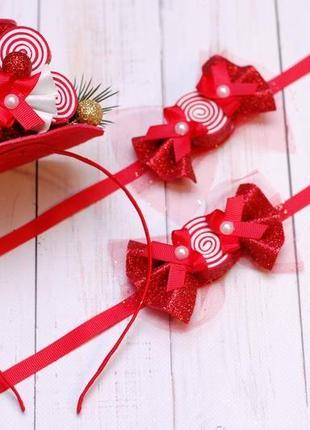 Набор украшений (обруч и браслеты) красный для образа конфета конфета