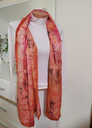Arty's silk scarf шелковый красный шарф натуральный шелк ручная покраска китай