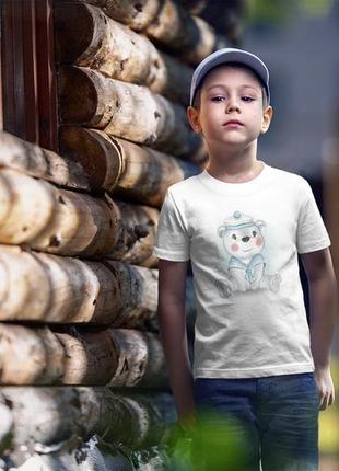 Дитяча футболка з оригінальним принтом "маленький ведмедик матрос"2 фото