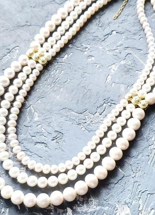 Розкішне кольє з натуральних перлів подарок на жемчужную свадьбу или украшение для невесты