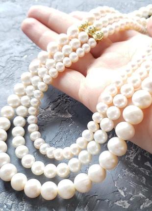 Розкішне кольє з натуральних перлів подарок на жемчужную свадьбу или украшение для невесты5 фото