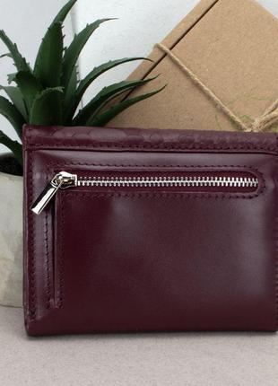 Подарунковий жіночий набір №89: гаманець sabrina + обкладинка на паспорт + ключниця (бордовий пітон)5 фото
