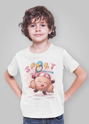 Детская футболка с оригинальным принтом "спортивный круассан"2 фото