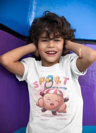 Детская футболка с оригинальным принтом "спортивный круассан"3 фото