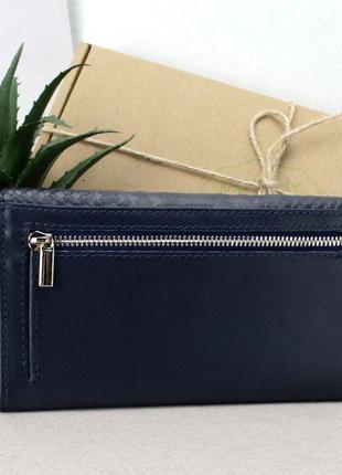 Подарочный женский набор №91: кошелек leona + обложка на паспорт (синий питон)5 фото