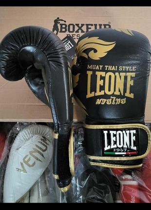 Боксерские перчатки для бокса leone 1947 muaythai 12 унций кожа5 фото