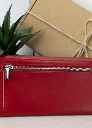 Подарочный женский набор №92: кошелек leona + обложка на паспорт + ключница (красный питон)5 фото