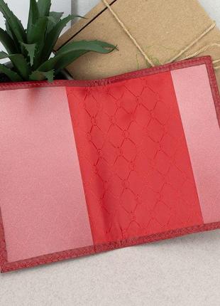 Подарочный женский набор №92: кошелек leona + обложка на паспорт + ключница (красный питон)9 фото