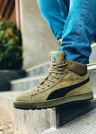 Puma suede green🆕 мужские зимние кроссовки 🆕 купить наложенный платёж