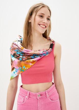 100% шовковий платок "цвітіння сакури в рожевому саду" від бренду my scarf. преміум колекція!