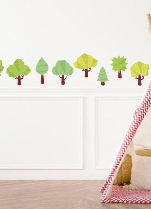 Вінілова інтер'єрна наклейка кольорова декор на стіну, шпалери та інші поверхні "дерева. зелені