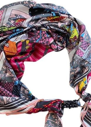 Шелковый шарф "дольче вита ", атласный платок, шарф-колье, шарф-чокер, шейный платок2 фото