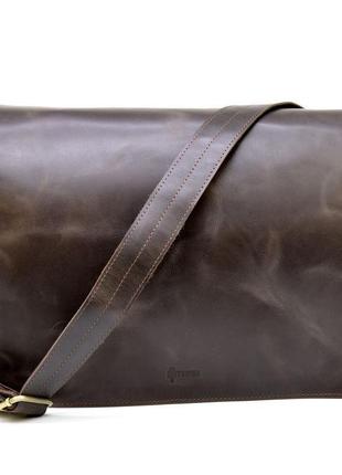 Мужская сумка через плечо из кожи и холщевой ткани канвас tarwa th-1047-3md2 фото