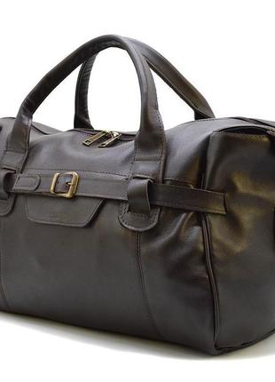 Дорожная кожаная сумка gc-7079-3md бренда tarwa, коричневого цвета