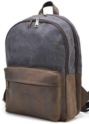 Мужcкой рюкзак кожа и канвас серой для ноутбука tarwa rgc-7273-3md