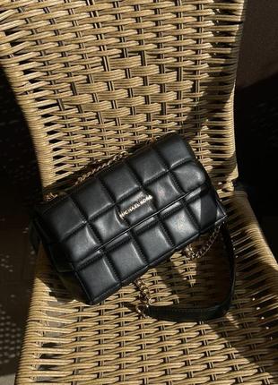 Сумка женская в стиле michael kors soho small quilted leather shoulder bag black7 фото
