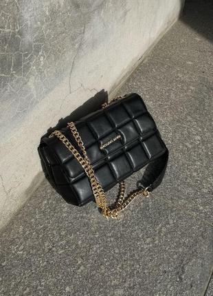 Сумка женская в стиле michael kors soho small quilted leather shoulder bag black4 фото