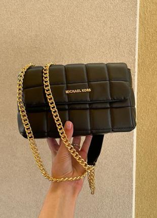 Сумка женская в стиле michael kors soho small quilted leather shoulder bag black8 фото
