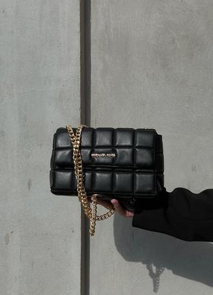 Сумка женская в стиле michael kors soho small quilted leather shoulder bag black5 фото