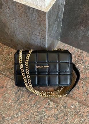 Сумка женская в стиле michael kors soho small quilted leather shoulder bag black6 фото